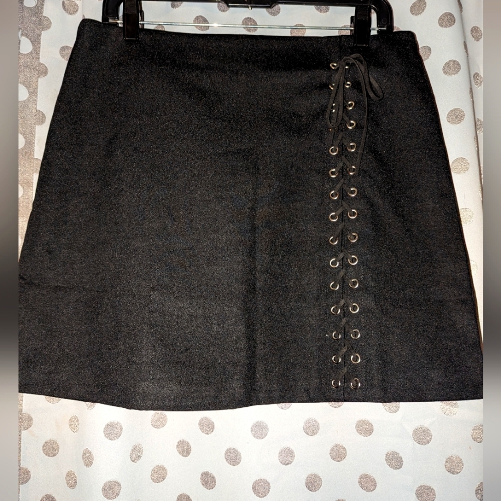 Faux Lace Up Mini Skirt XL
